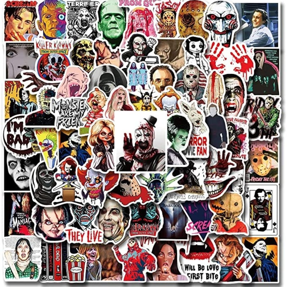 100 Pcs Horror Stickers,Horror Gifts,Horror Movie Stickers,Horror Decor,Scary Mo